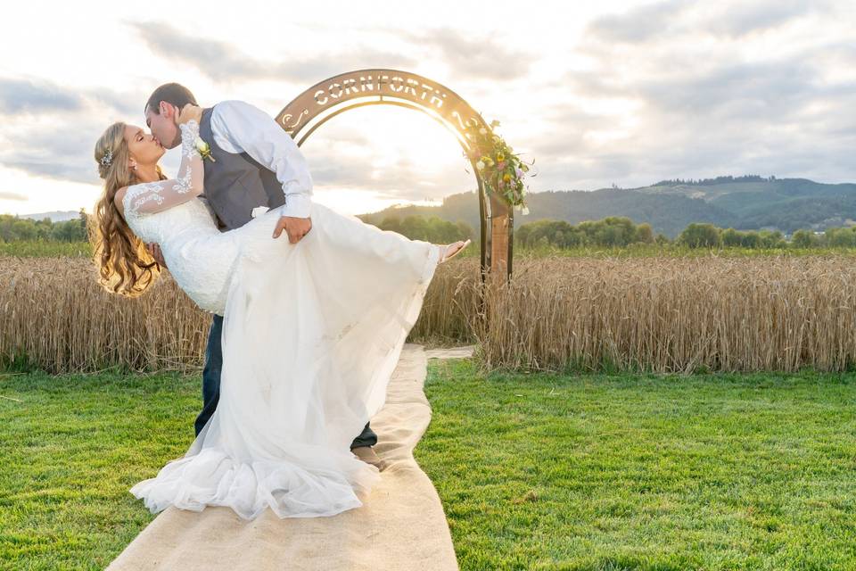 Golden hour rustic romance