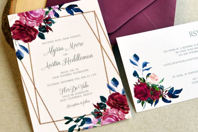 Ivory & Burgundy Wedding Stationery