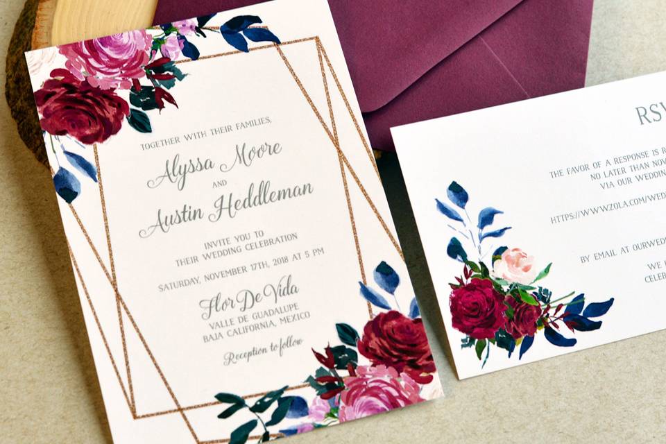 Geometric Flowers Invitation