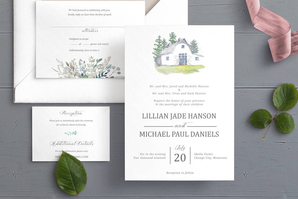 White Barn Invitation