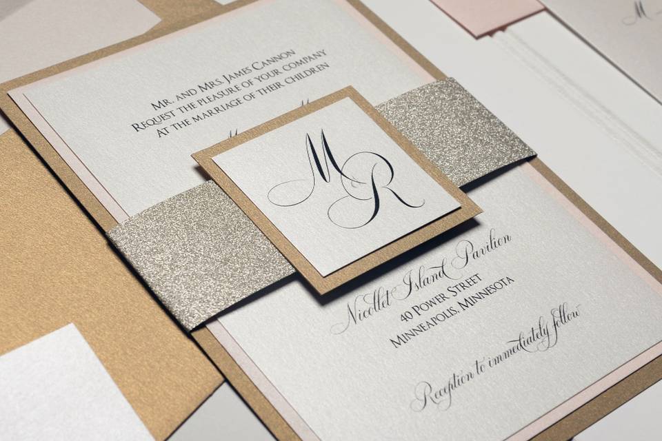 Elegant gold detailing of invite