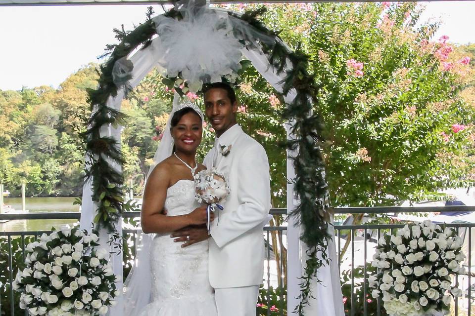 Wedding Party with Bride and Groom after the event