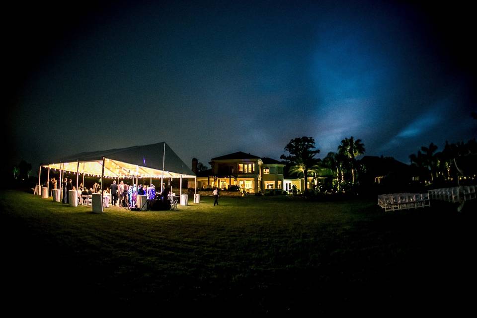 Outdoor reception at night