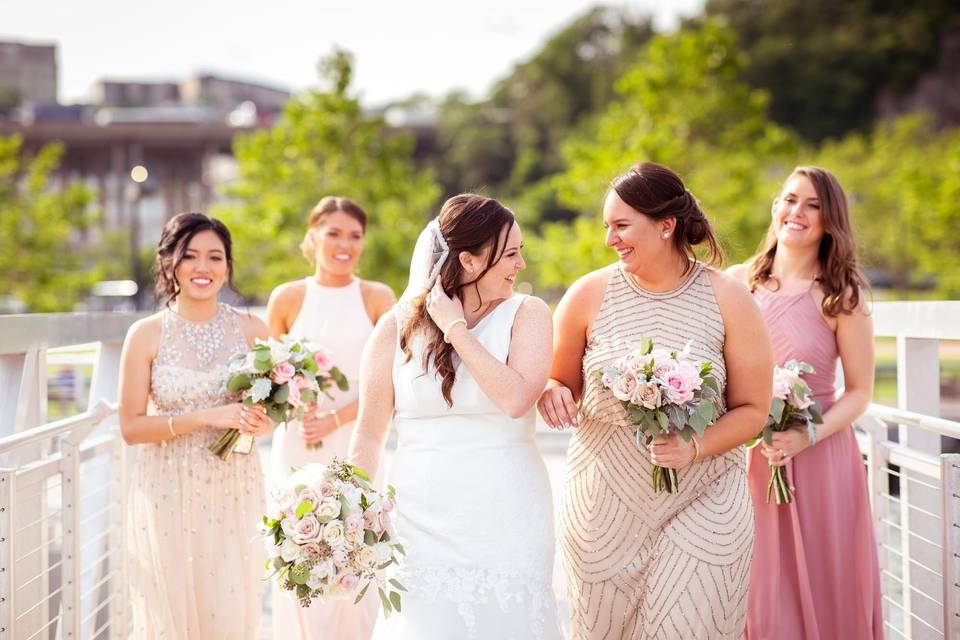 Bridesmaids with bride