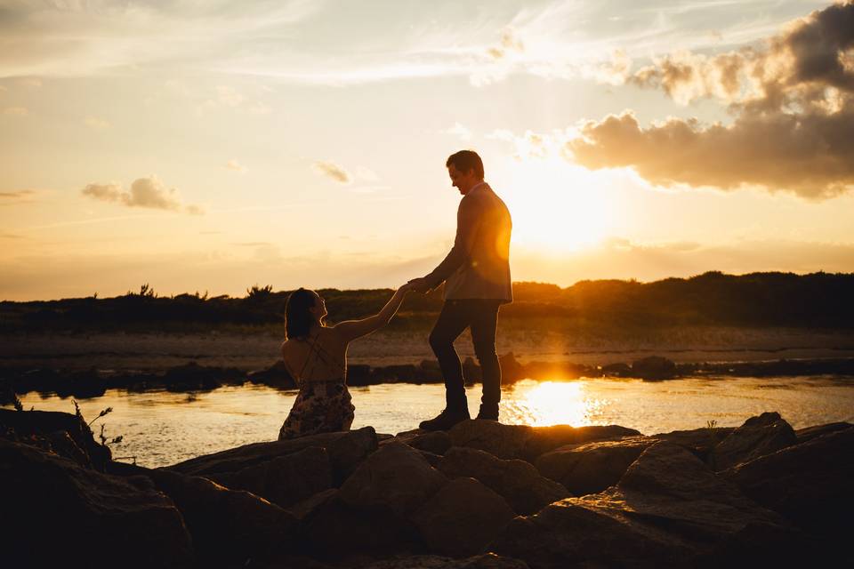 Golden hour engagement