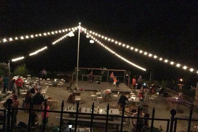 Stone wall stage area night