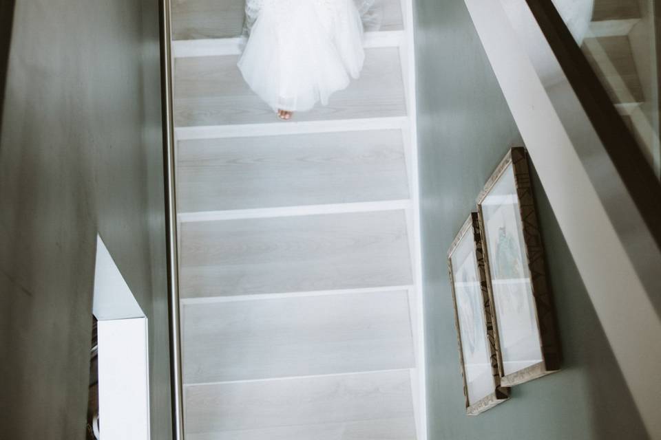Bridal stairwell reflection