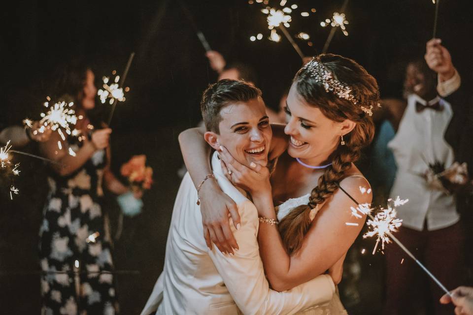 Brides in sparklers