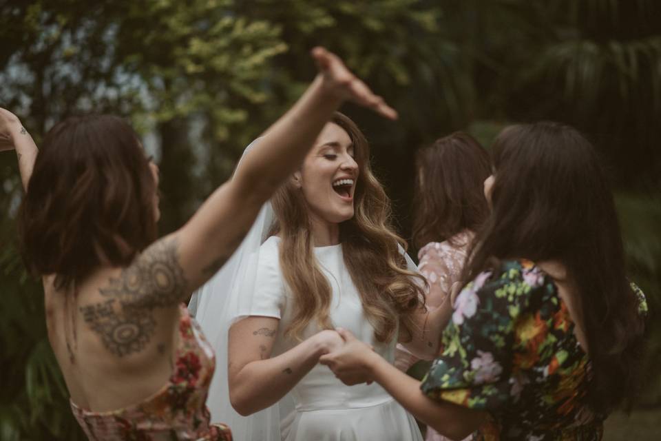 Excited bridesmaids