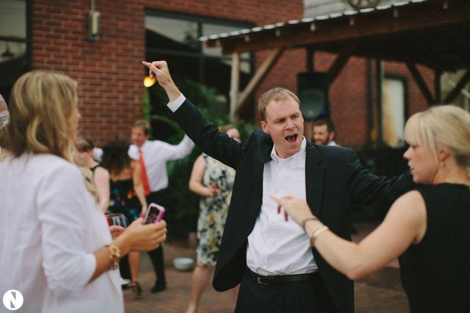 Bride and groom dancing