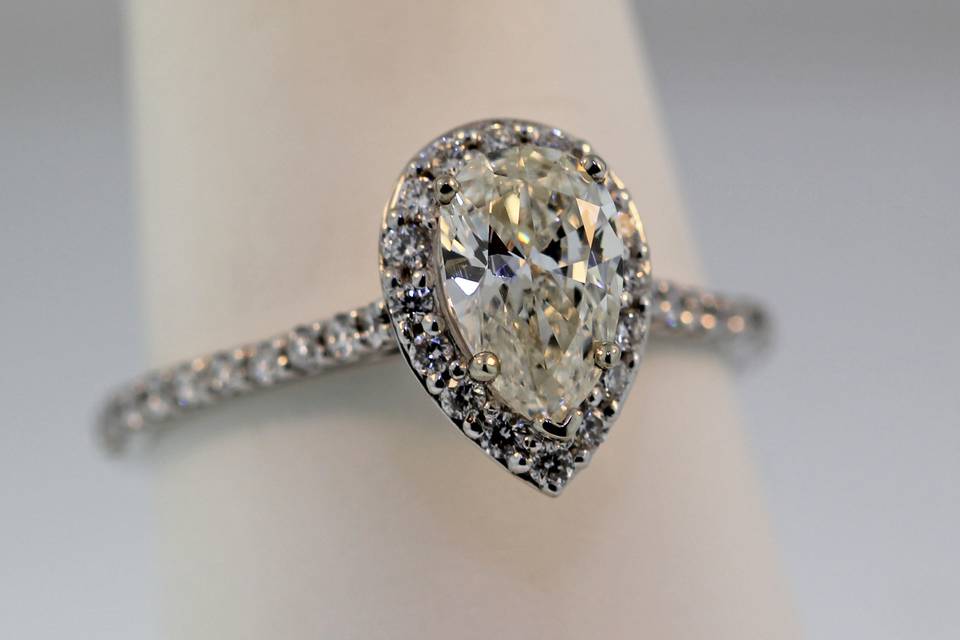 Pear shape diamond halo ring, halos are available in any shape or size center.