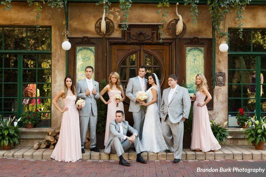 Couple with bridesmaid and groomsmen