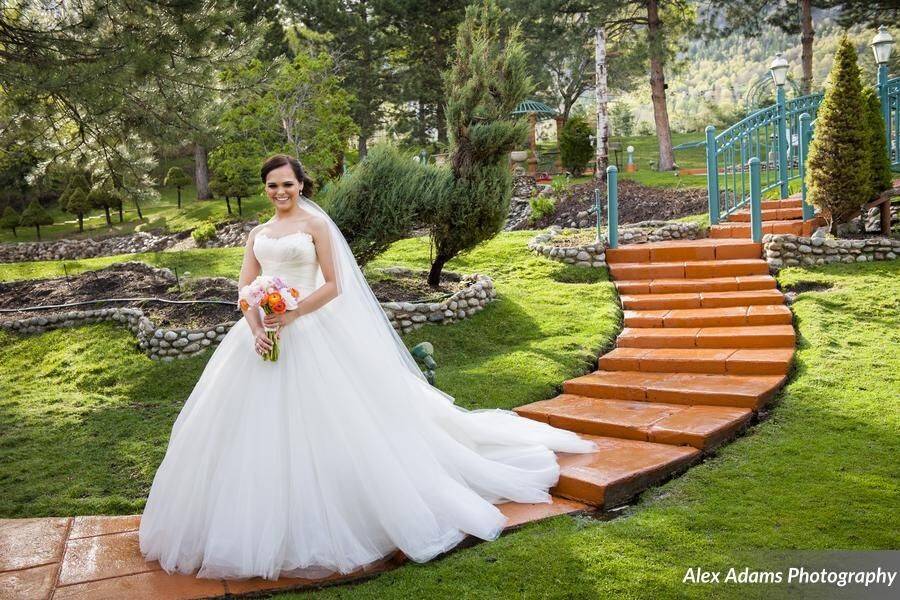 The bride holding her bouquet