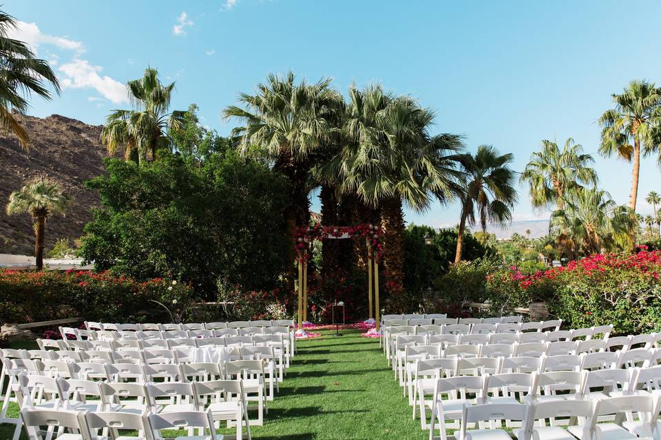 Spencer's Restaurant Lower Lawn offers a perfect outdoor setting for a Palm Springs Wedding Ceremony