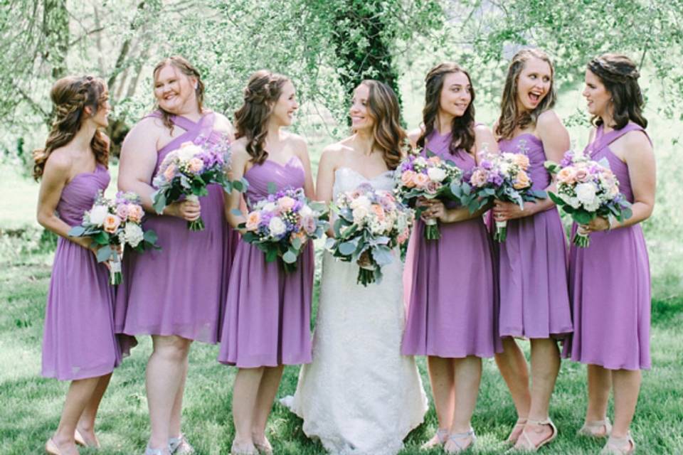 Bride and bridesmaids