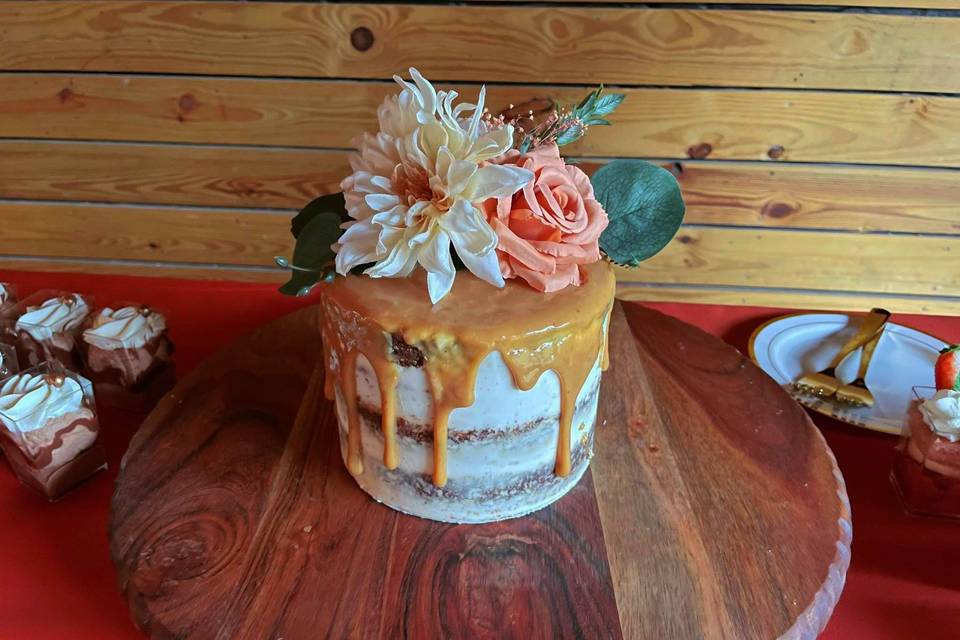 Naked Cake with Caramel Drip