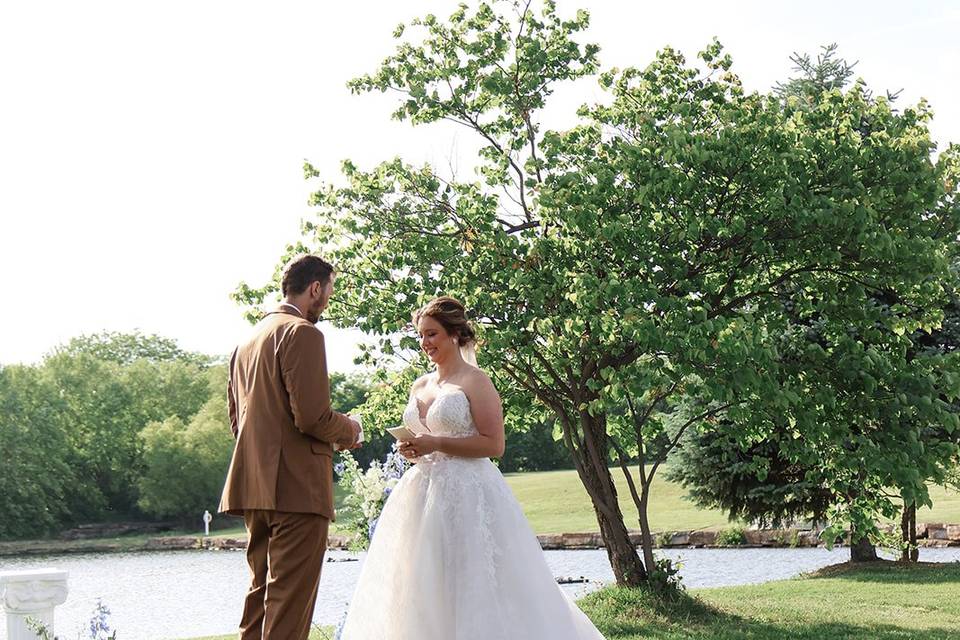 Exchange of vows by the pond