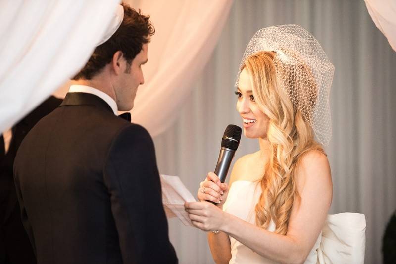 When you're reading your vows to one another, make sure everyone else can hear it.