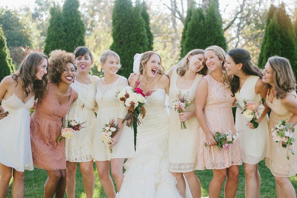 Bride and bridesmaids