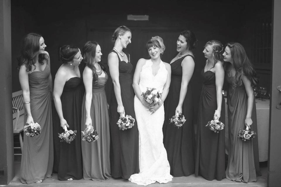 Bride with bridesmaids