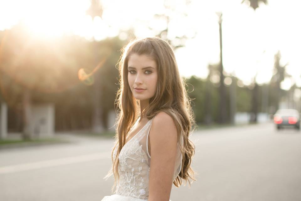 Ruffled wedding dress