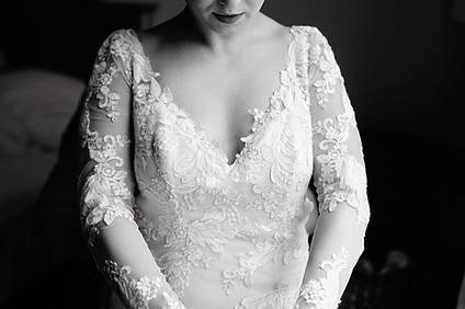 Sleeved lace wedding gown