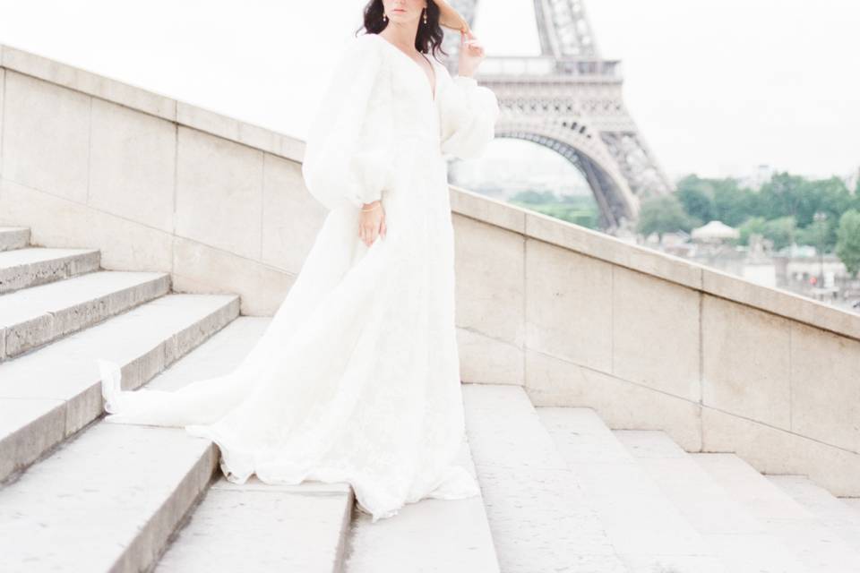 Bride at Eiffel Tower