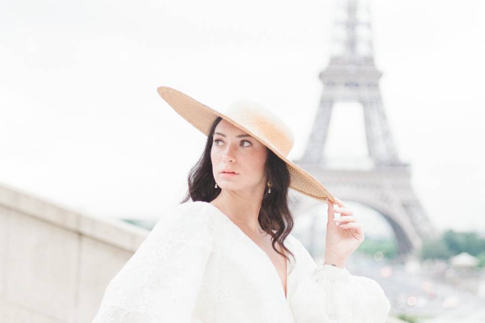 Bride at Eiffel Tower