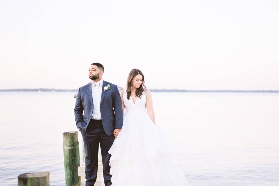 Bride and Groom on Dock