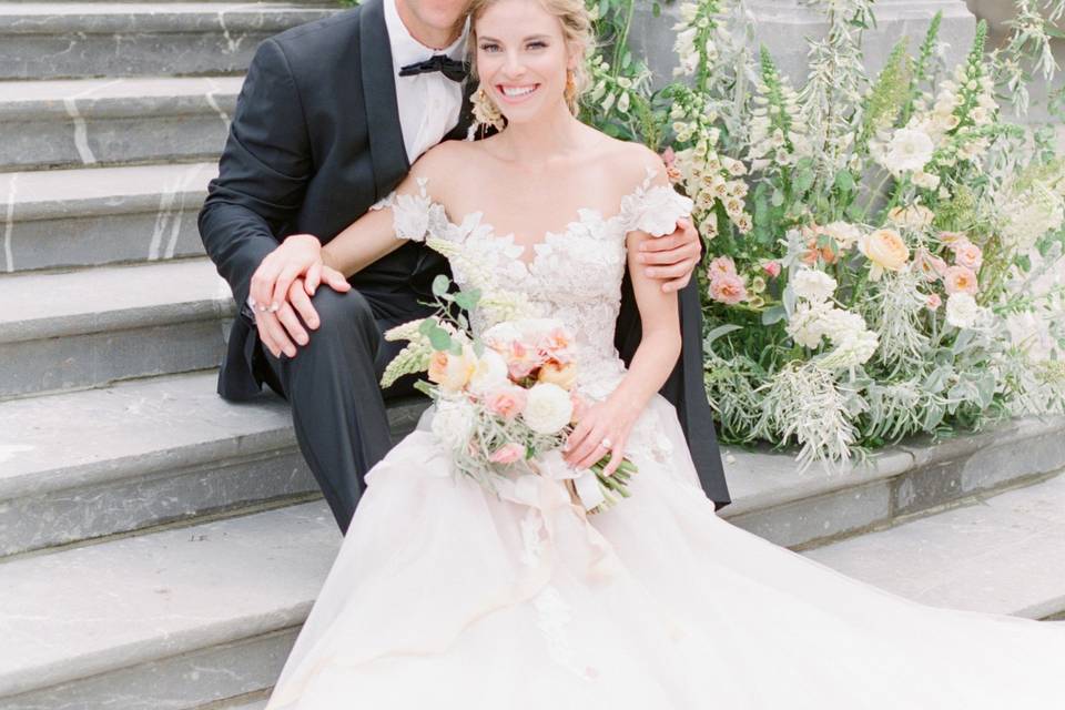 Bride and Groom On Stairs