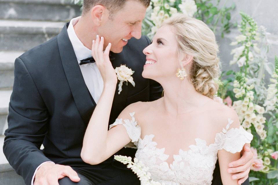 Bride and Groom Smiling