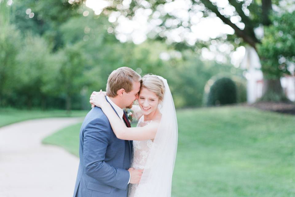 Bride and Groom Snuggling