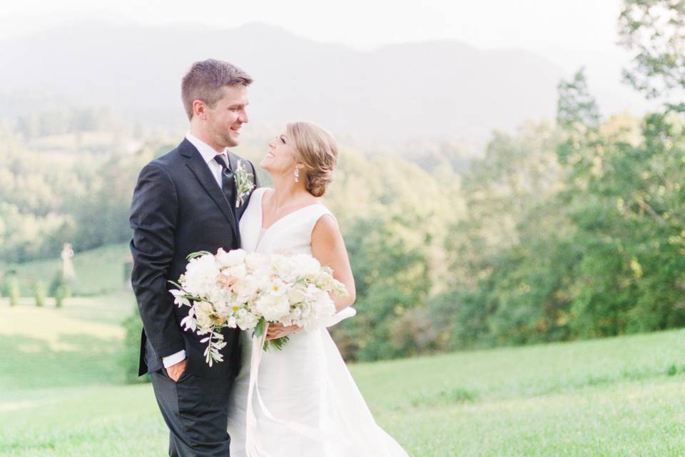 Bride and Groom Smiling