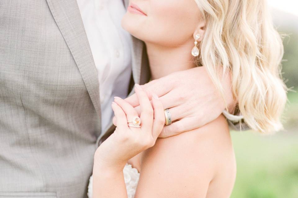 Bride and Groom Holding Hands