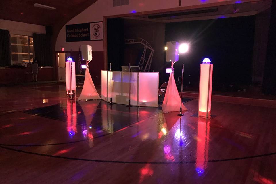 Client asked for the all white system for an event held in a school gym
