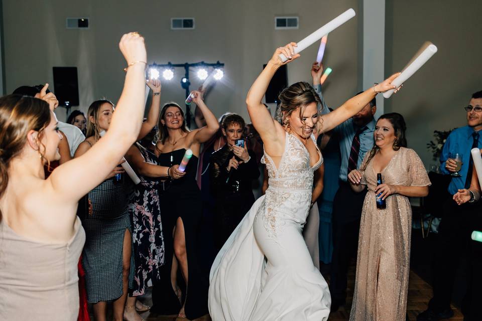 Bride with Light Up Sticks