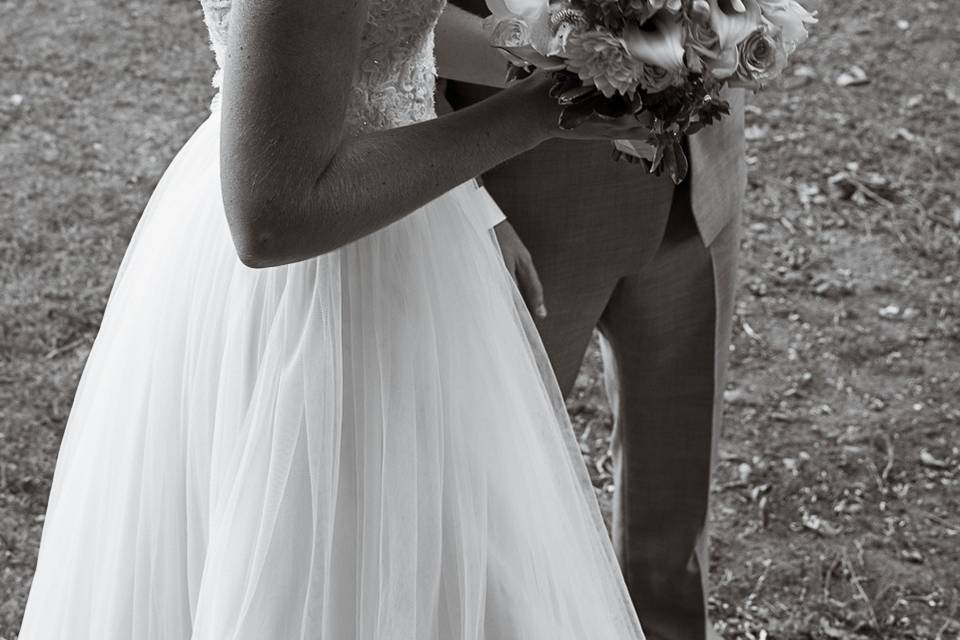 Black and white wedding photo