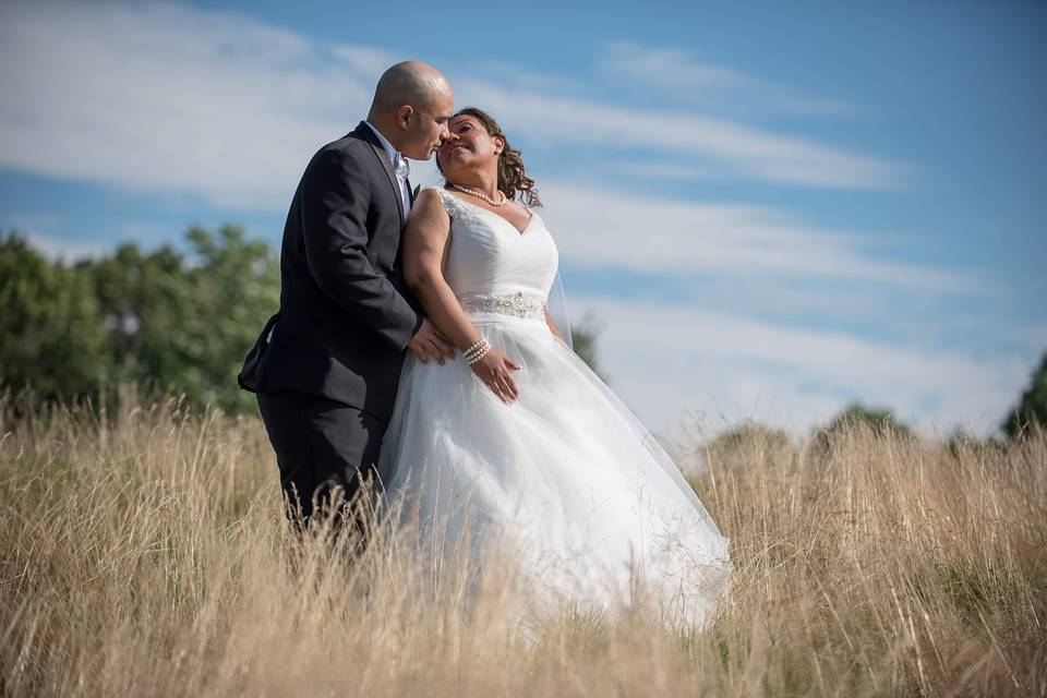 Dramatic sky and field photo