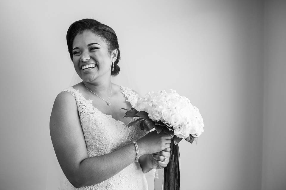 Happy bride smiling