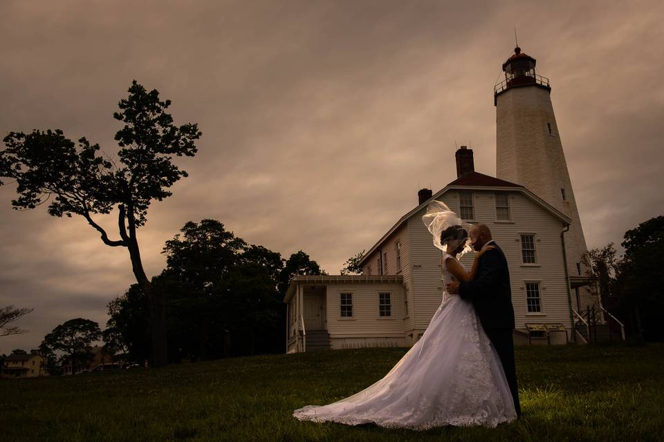 A dramatic lighthouse portrait