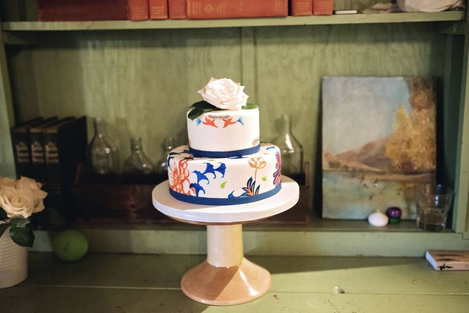 Blue and Orange painted cake