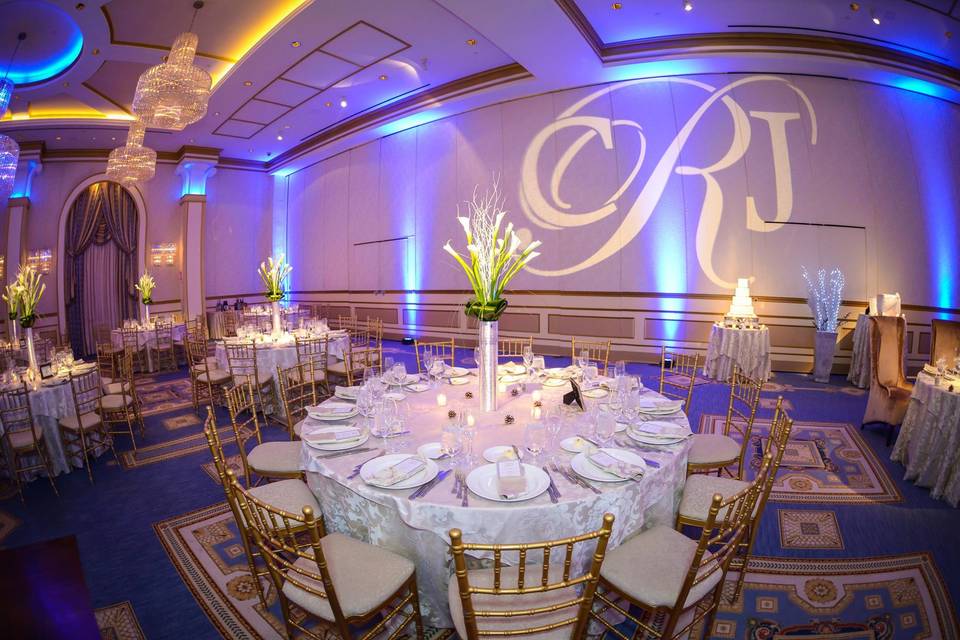 Table setup with centerpiece