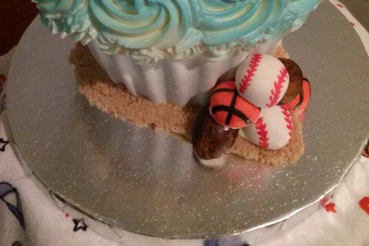 Sports Themed Baby Shower Giant CupCake