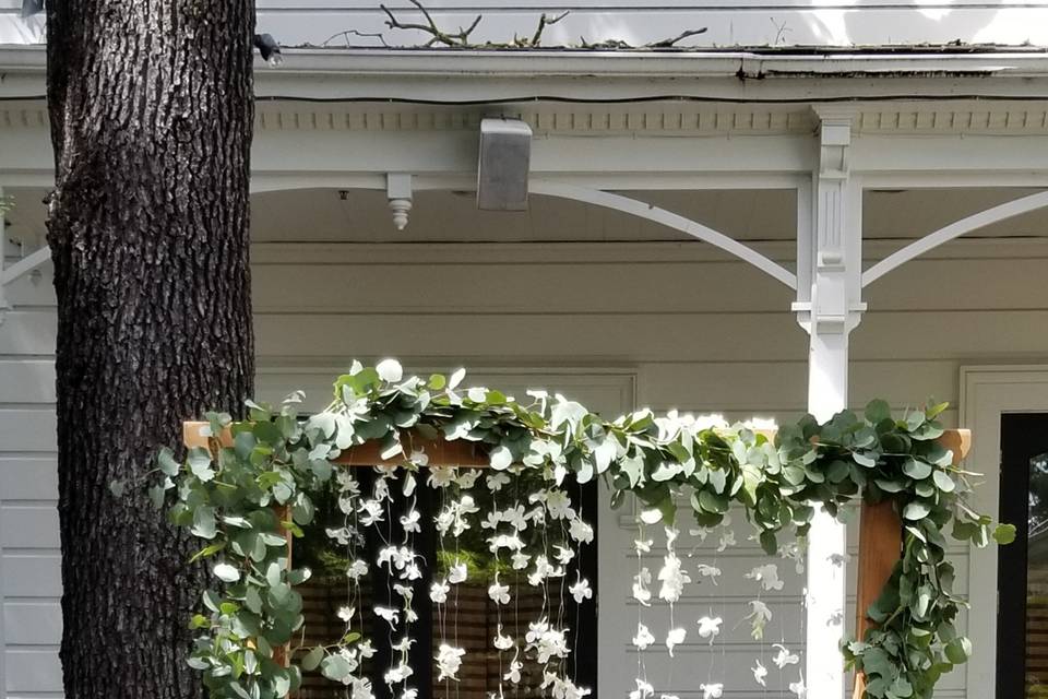 Floating flowers wedding arch