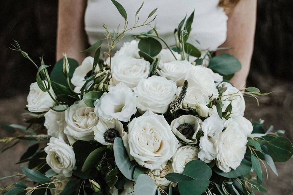 Bridal bouquet all white flowe