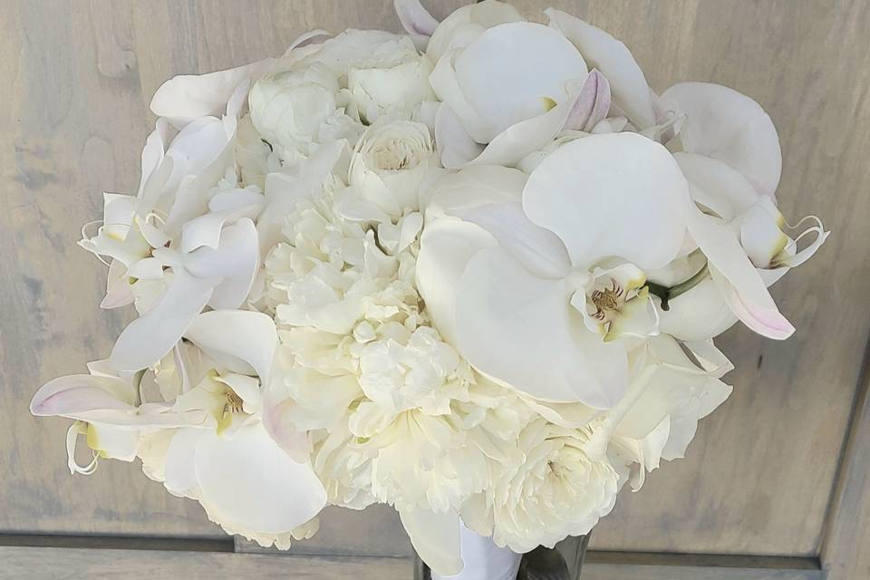 Pure white bouquet orchid rose