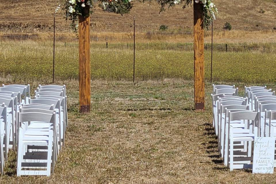 Ranch wedding ceremony arch