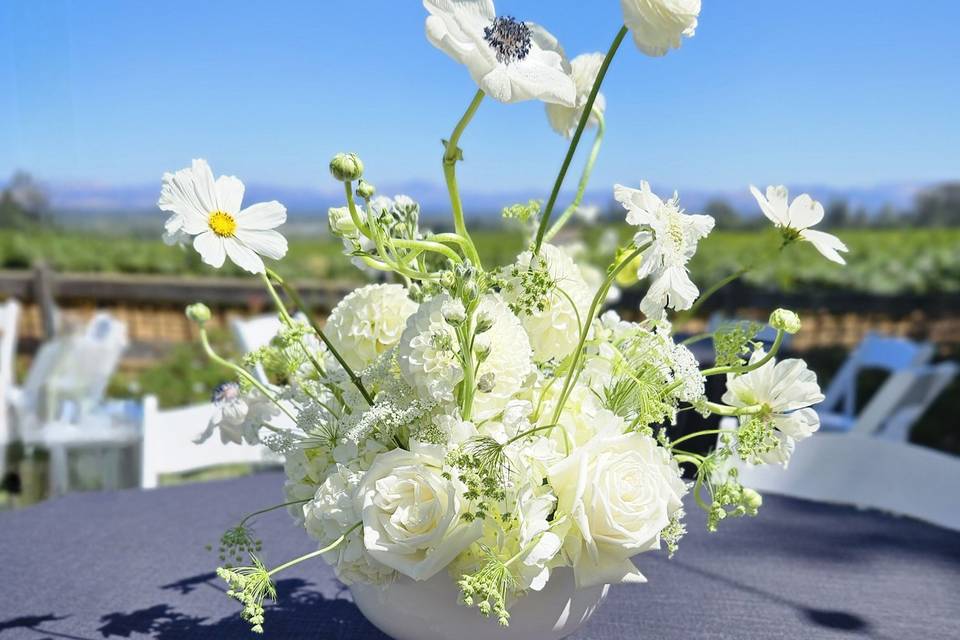 Whimsical white centerpiece
