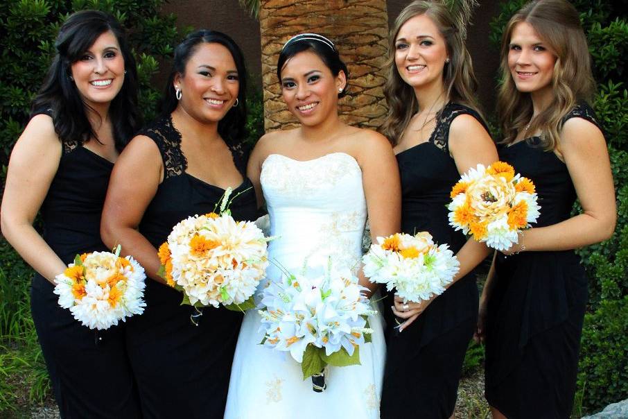 Bride with bridesmaids