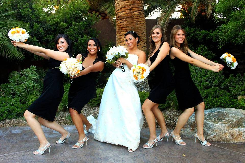 Bride with bridesmaids